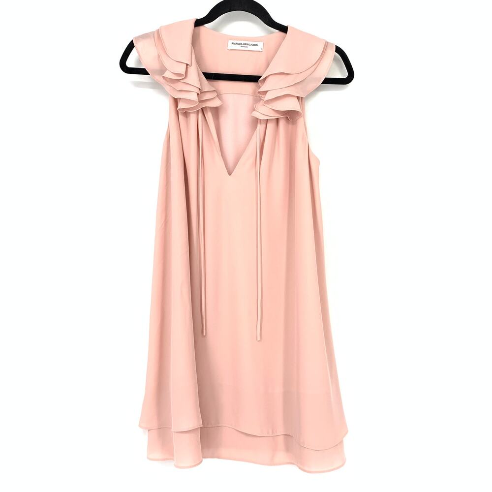 Amanda Uprichard Women's Size Small Belle Dress Ruffle Trim Light Pink